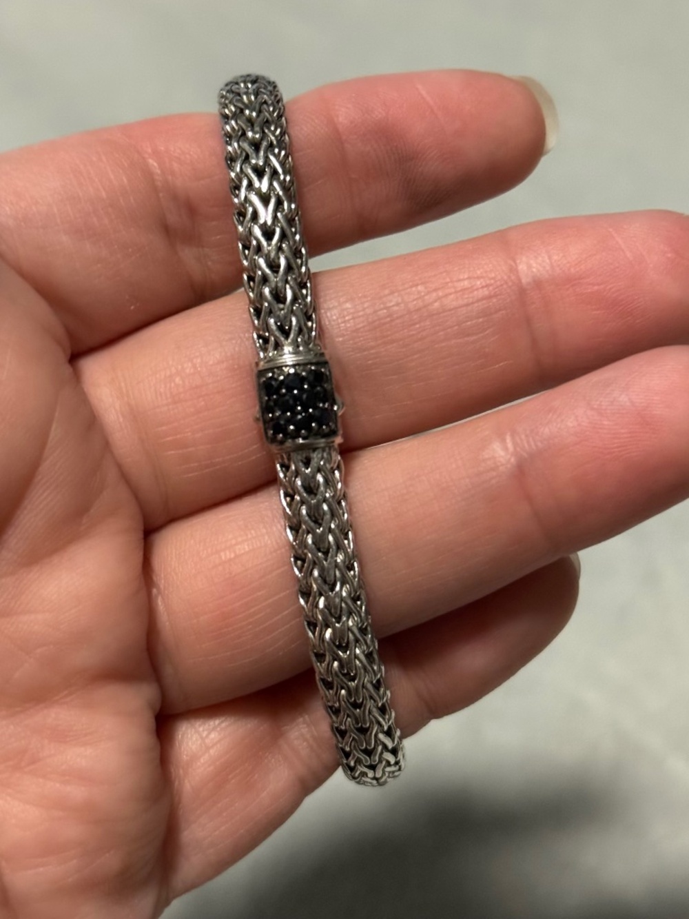 Icon Bracelet, Sterling Silver, Black Sapphire Gemstones, 6.5MM